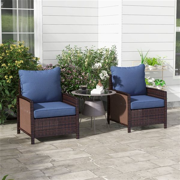Outsunny 4-Piece Blue Patio Chair Cushions w/ Back