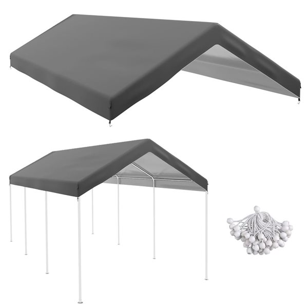 Outsunny Dark Grey 10 x 20-ft UV Resistant Carport Replacement Canopy Cover