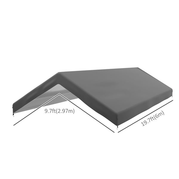 Outsunny Dark Grey 10 x 20-ft UV Resistant Carport Replacement Canopy Cover