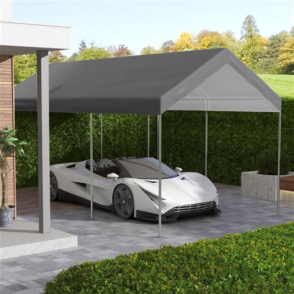 Outsunny Dark Grey 10 x 20-ft UV Resistant Carport Replacement Canopy Cover