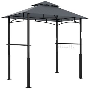 Outsunny Dark Grey 8 x 5-ft Metal Grill Canopy Gazebo