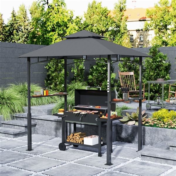 Outsunny Dark Grey 8 x 5-ft Metal Grill Canopy Gazebo