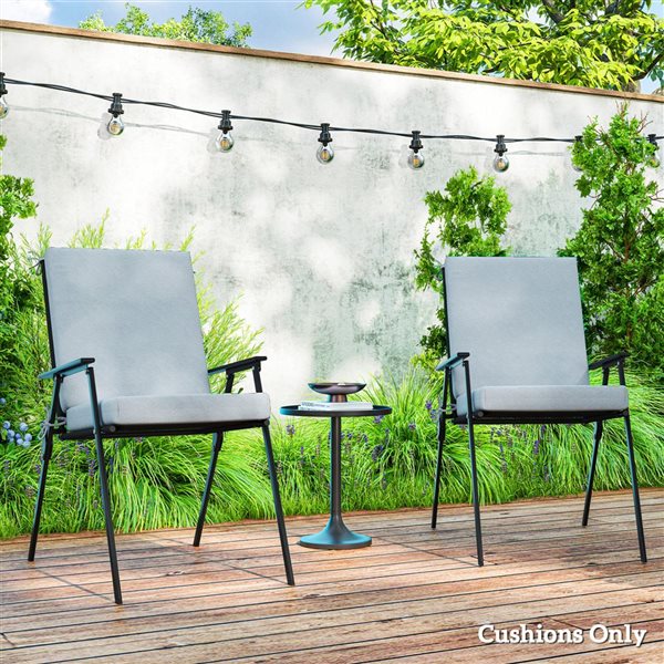 Outsunny 2-Piece Light Grey Yarn-Dyed Outdoor Chair Cushions