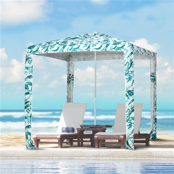 Outsunny 6.5-ft W Green Square Beach Umbrella w/ Sandbags
