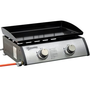 Outsunny 2-Burner 9000 BTU Silver Portable Liquid Propane Gas Grill