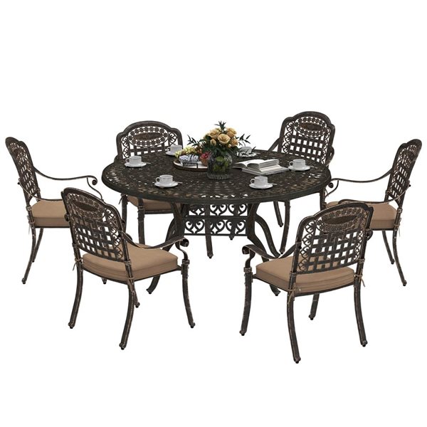 brown aluminum patio chairs