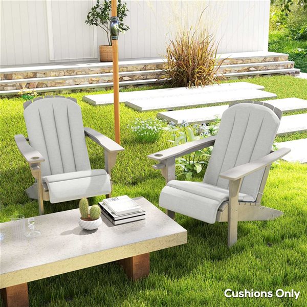Outsunny 2-Piece Light Grey Adirondack Chair Cushion w/ Ties