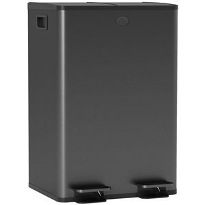 HomCom Black 2 x 28 Liter Dual Garbage Can with Soft Close Lid