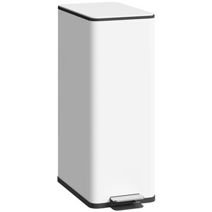 HomCom White 5.3 gal Garbage Bin Kitchen with Soft-Close Lid