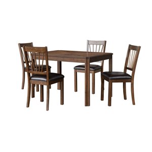 Brassex Aubin 5-Piece Acacia Wood Dining Set - Espresso