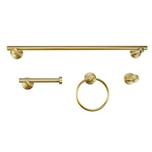 Globe Electric Napoli 4-Piece Matte Brass Metal Bathroom Hardware Accessory Kit