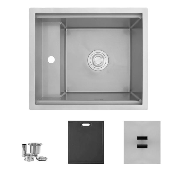 Stylish Elevare 20-in Stainless Steel 1-Hole Drop-In Single Utility Sink w/ Dura-Tek Finish