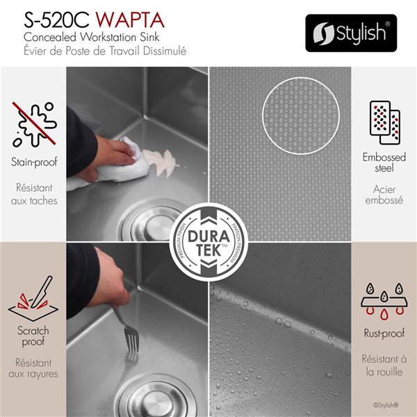 Stylish Elevare 20-in Stainless Steel 1-Hole Drop-In Single Utility Sink w/ Dura-Tek Finish