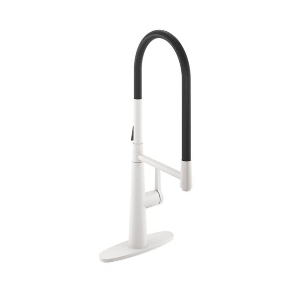 Clihome 1.8 GPM 1-Handle Pull-Out Kitchen Faucet - Matte White
