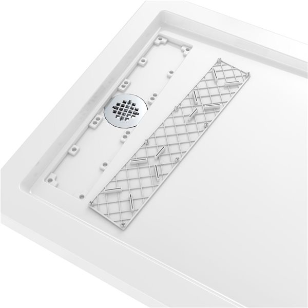 Streamline 48 x 32-in Polypropylene Alcove Shower Base w/ Included Left Drain - Glossy White