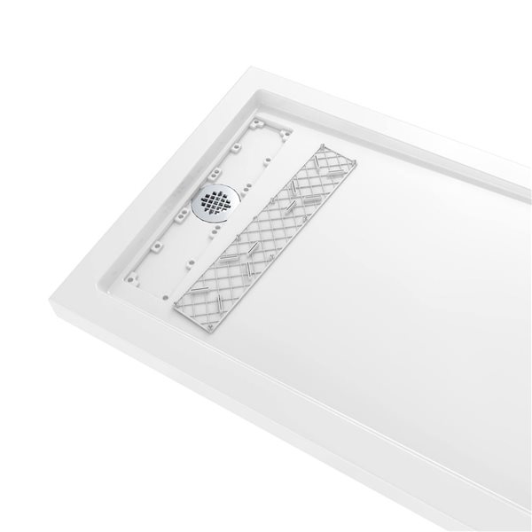 Streamline 60 x 32-in Polypropylene Alcove Shower Base w/ Included Left Drain - Glossy White