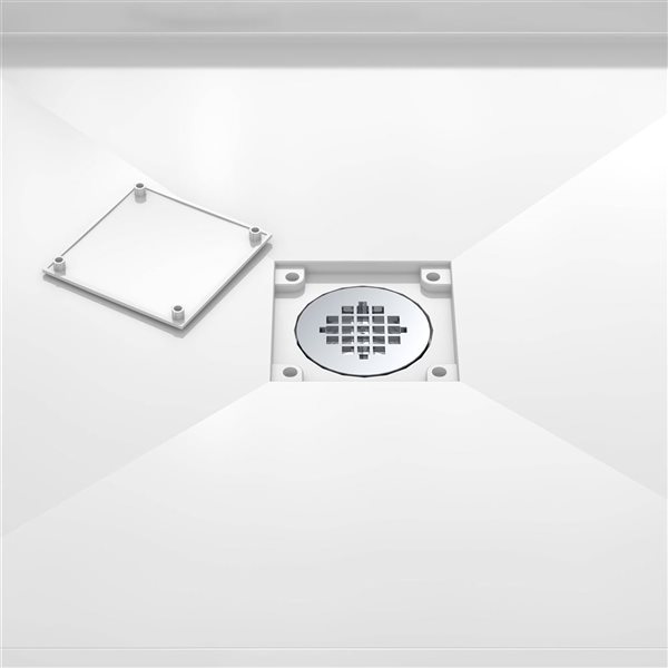 Streamline 32 x 32-in Polypropylene Alcove Shower Base w/ Included Centre Drain - Glossy White