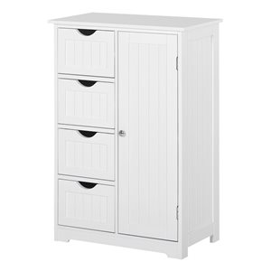 kleankin 12 D x 22 W x 33-in H White MDF Freestanding Bathroom Storage Cabinet w/ 4 Drawers and Adjustable Shelf