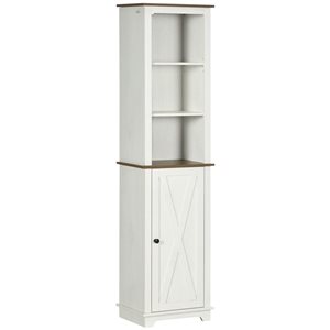kleankin 12 D x 17 W x 63-in H White Particleboard Freestanding Tall Bathroom Cabinet w/ Door and Shelves
