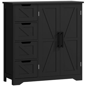 HOMCOM 12 D x 32 W x 33-in H Black MDF Freestanding Bathroom Floor Cabinet w/ Doors
