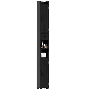 HOMCOM 8 D x 8 W x 73-in H Black Particleboard Freestanding Tall and Narrow Bathroom Storage Cabinet