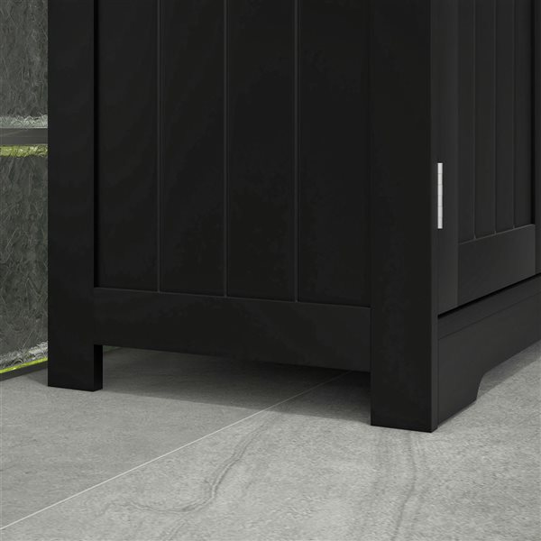 kleankin 12 D x 24 W x 32-in H Black MDF Freestanding Bathroom Cabinet w/ 2 Drawers and Adjustable Shelf
