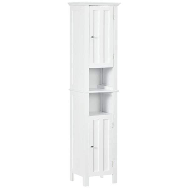 kleankin 12 D x 14 W x 62-in H White MDF Freestanding Tall Bathroom Storage Cabinet w/ Shelves