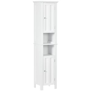 kleankin 12 D x 14 W x 62-in H White MDF Freestanding Tall Bathroom Storage Cabinet w/ Shelves