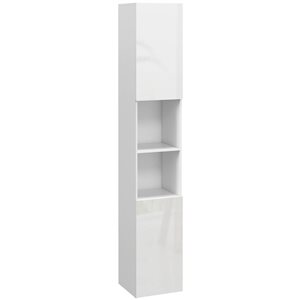 kleankin 12 D x 12 W x 72-in H White Particleboard Freestanding High Gloss Bathroom Cabinet w/ Door and Shelves