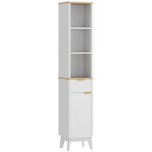 HOMCOM 12 D x 13 W x 67-in H White MDF Freestanding Tall Fluted Bathroom Storage Cabinet