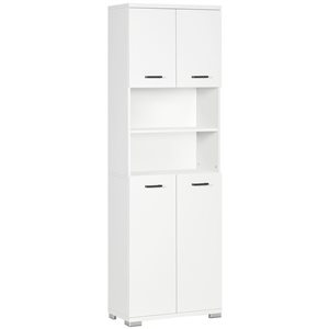 kleankin 13 D x 24 W x 72-in H White Particleboard Freestanding Tall Bathroom Storage Cabinet w/ Doors