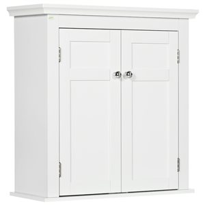 kleankin 9 D x 24 H x 23-in W White Bathroom Wall Storage Cabinet w/ Shelves