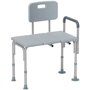 HOMCOM Grey Plastic Freedstanding 6-Level Adjustable Bath and Shower Bench w/ Armrest and Backrest