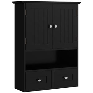kleankin 7 D x 26 H x 20-in W Black Over the Toilet Bathroom Storage Cabinet w/ Drawers