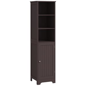 kleankin 15 D x 16 W x 63-in H Brown MDF Freestanding Tall and Narrow Bathroom Storage Cabinet