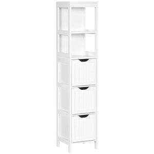 kleankin 12 D x 12 W x 56-in H White MDF Freestanding Narrow Bathroom Storage Cabinet
