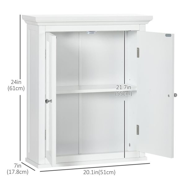 kleankin 7 D x 24 H x 20-in W White Bathroom Wall Storage Cabinet