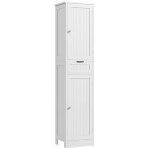 HOMCOM 12 D x 16 W x 67-in H White MDF Freestanding Tall Bathroom Storage Cabinet w/ Drawer and Adjustable Shelf