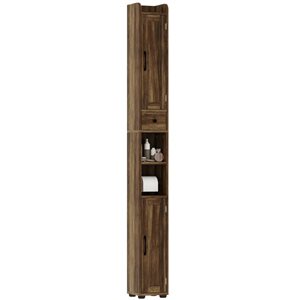 HOMCOM 8 D x 8 W x 73-in H Brown Particleboard Freestanding Tall and Narrow Bathroom Storage Cabinet