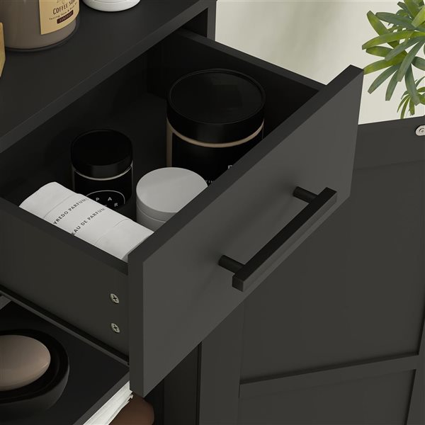 HOMCOM 12 D x 16 W x 67-in H Black MDF Freestanding Tall Bathroom Storage Cabinet