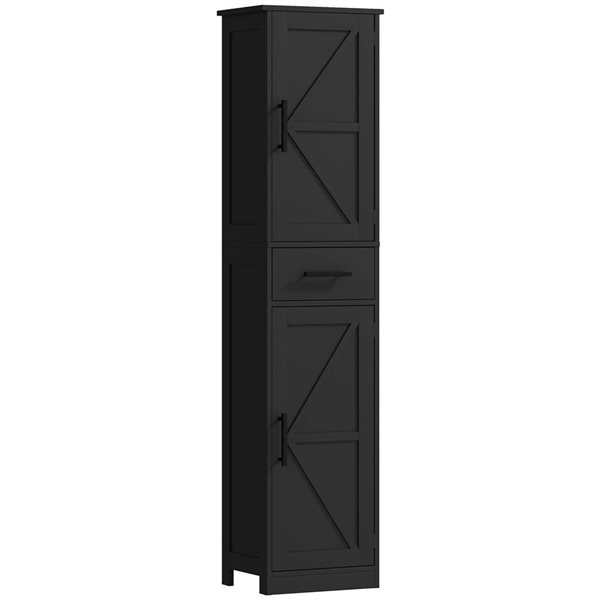 HOMCOM 12 D x 16 W x 67-in H Black MDF Freestanding Tall Bathroom Storage Cabinet