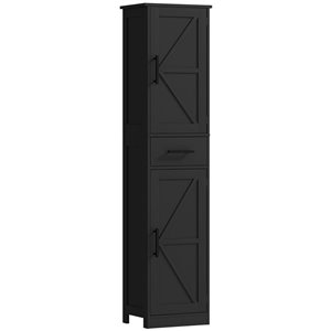 HOMCOM 12 D x 16 W x 67-in H Black MDF Freestanding Tall Bathroom Storage Cabinet