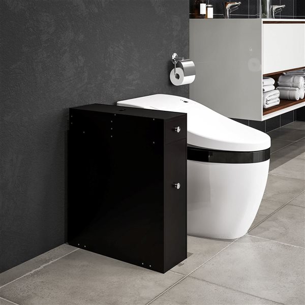 HOMCOM 7 D x 19 W x 23-in H Black MDF Freestanding Bathroom Toilet Paper Storage Cabinet w/ Drawers