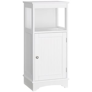 kleankin 12 D x 15 W x 33-in H White MDF Freestanding Single Door Bathroom Storage Cabinet w/ Open Shelf