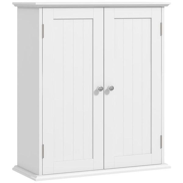 HOMCOM 9 D x 24 H x 9-in W White 3-Tier Bathroom Wall Storage Cabinet w/ Adjustable Shelf