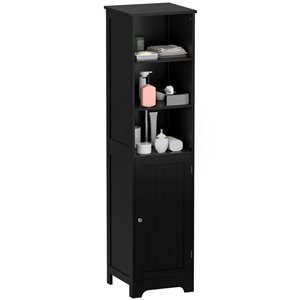 kleankin 15 D x 16 W x 63-in H Black MDF Freestanding Tall and Narrow Bathroom Storage Cabinet
