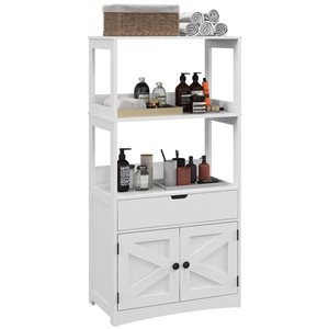 kleankin 13 D x 24 W x 48-in H White MDF Freestanding Bathroom Cabinet w/ Doors and Shelves