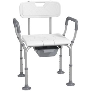 HOMCOM White Plastic Freedstanding 3-in-1 Shower Chair w/ Handles and Footpads