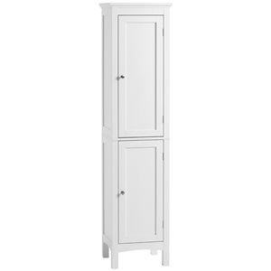kleankin 13 D x 15 W x 63-in H White MDF Freestanding Bathroom Tall Storage Cabinet w/ Adjustable Shelves
