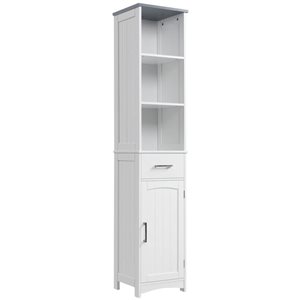 kleankin 12 D x 14 W x 64-in H White MDF Freestanding Tall Bathroom Storage Cabinet